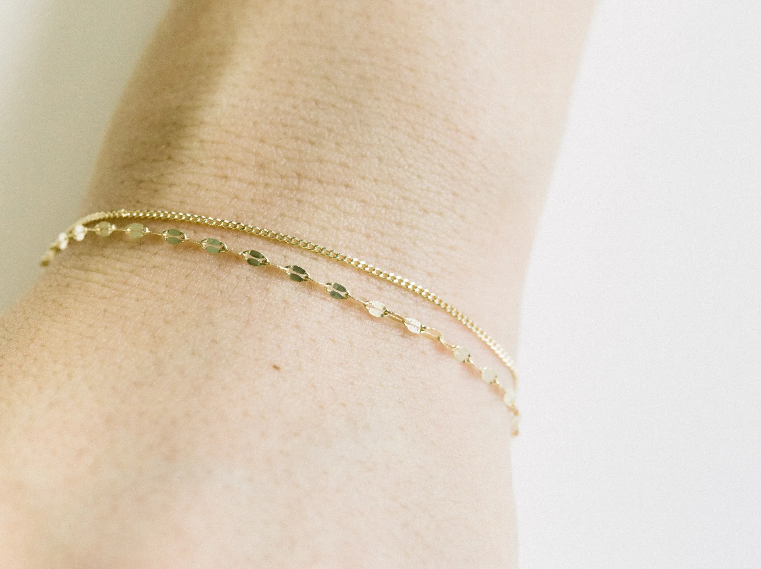 14K Gold Mother's Bridesmaid Gift Dragonfly Double Chain Anklet Bracelet