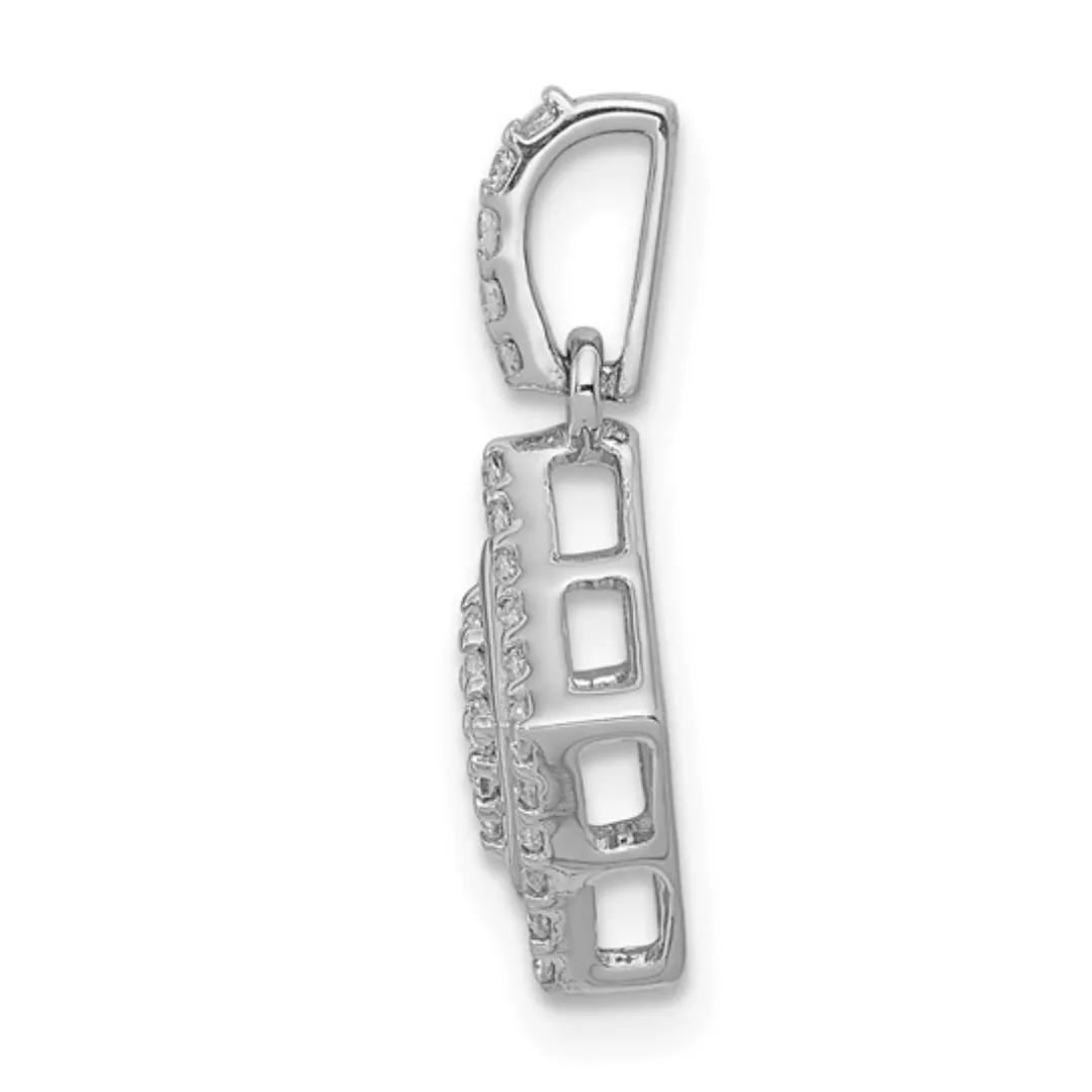 14k White Gold Square Cluster Pendant