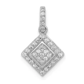 14k White Gold Square Cluster Pendant