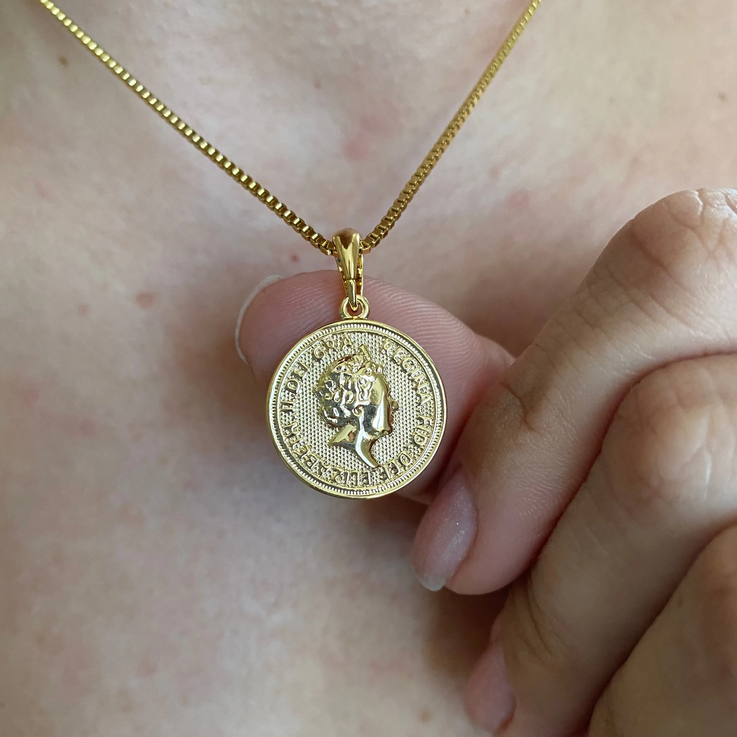 18k Gold Filled Queen Elizabeth Coin Pendant