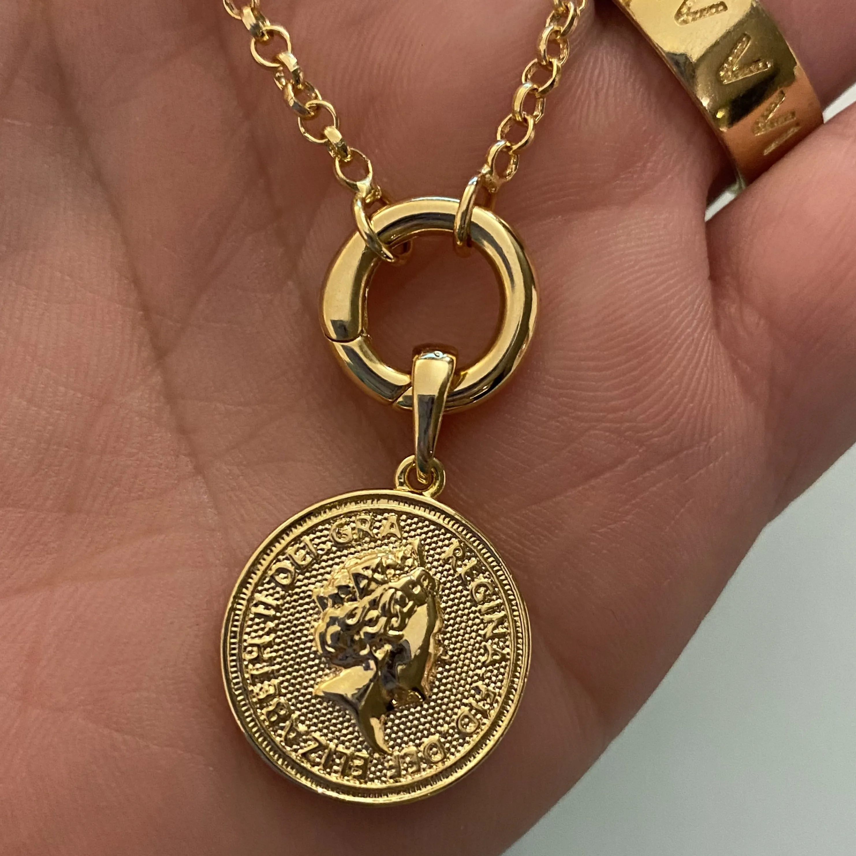 18k Gold Filled Queen Elizabeth Coin Pendant