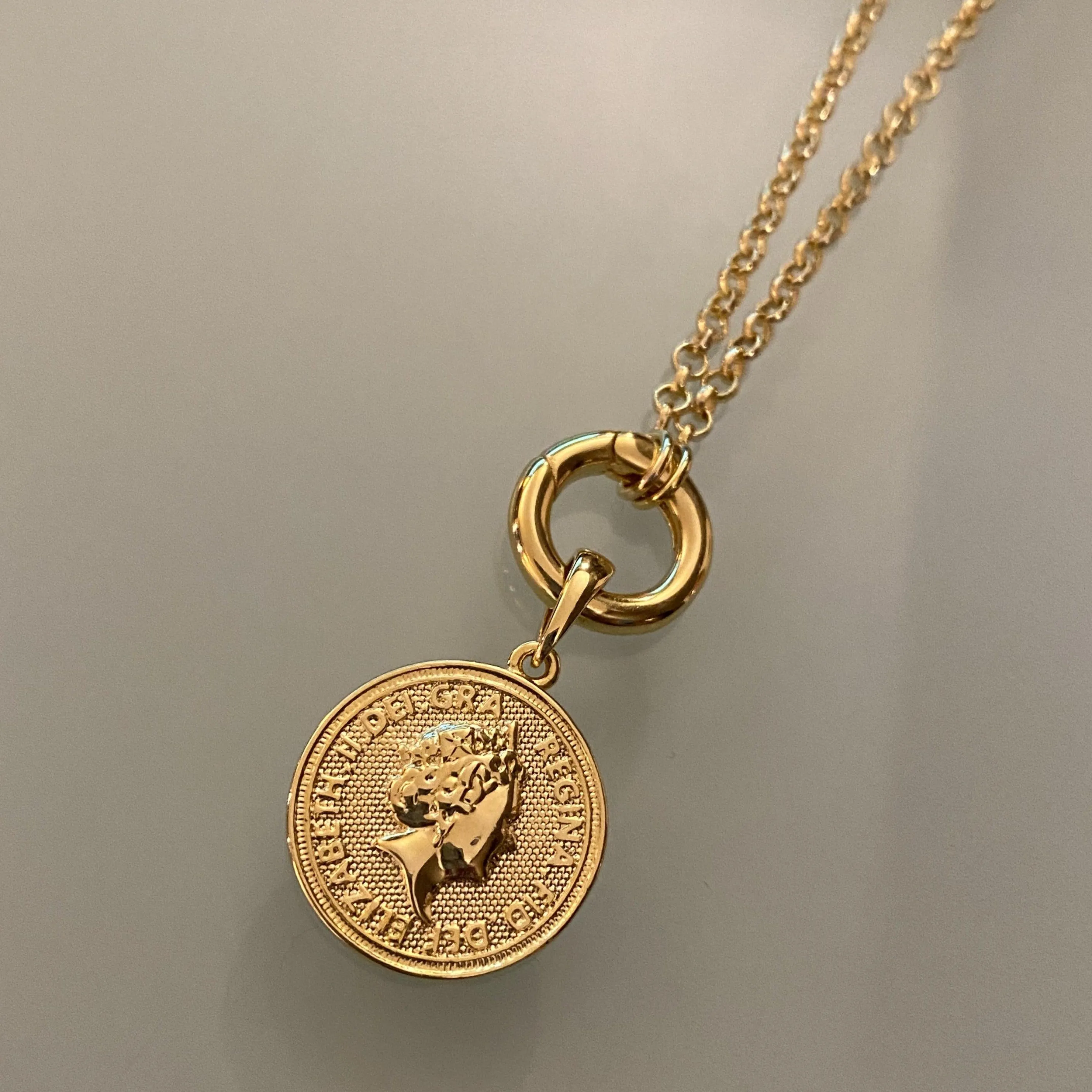 18k Gold Filled Queen Elizabeth Coin Pendant