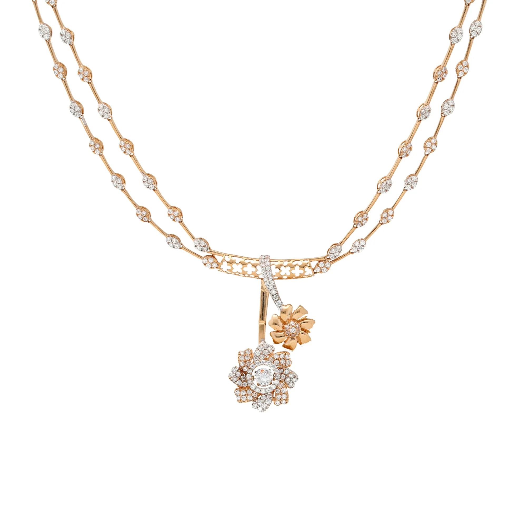 18K Rose Gold & CZ Necklace Set (27.6gm)