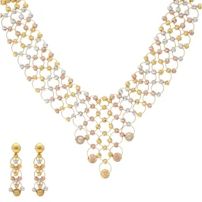 22K Multi-Tone Gold Beaded Jewelry Set (31.6gm)