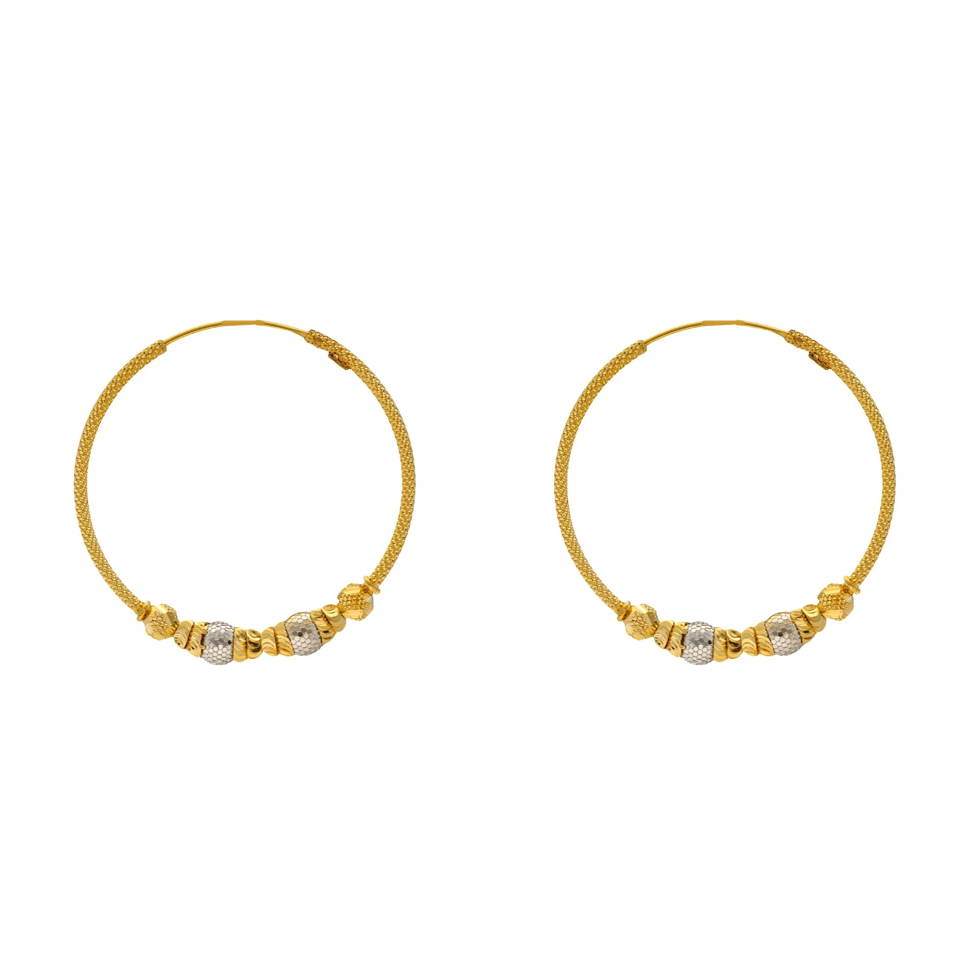 22K Yellow & White Gold Jhumka Hoop Earrings (7.5gm)