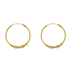 22K Yellow & White Gold Jhumka Hoop Earrings (7.5gm)