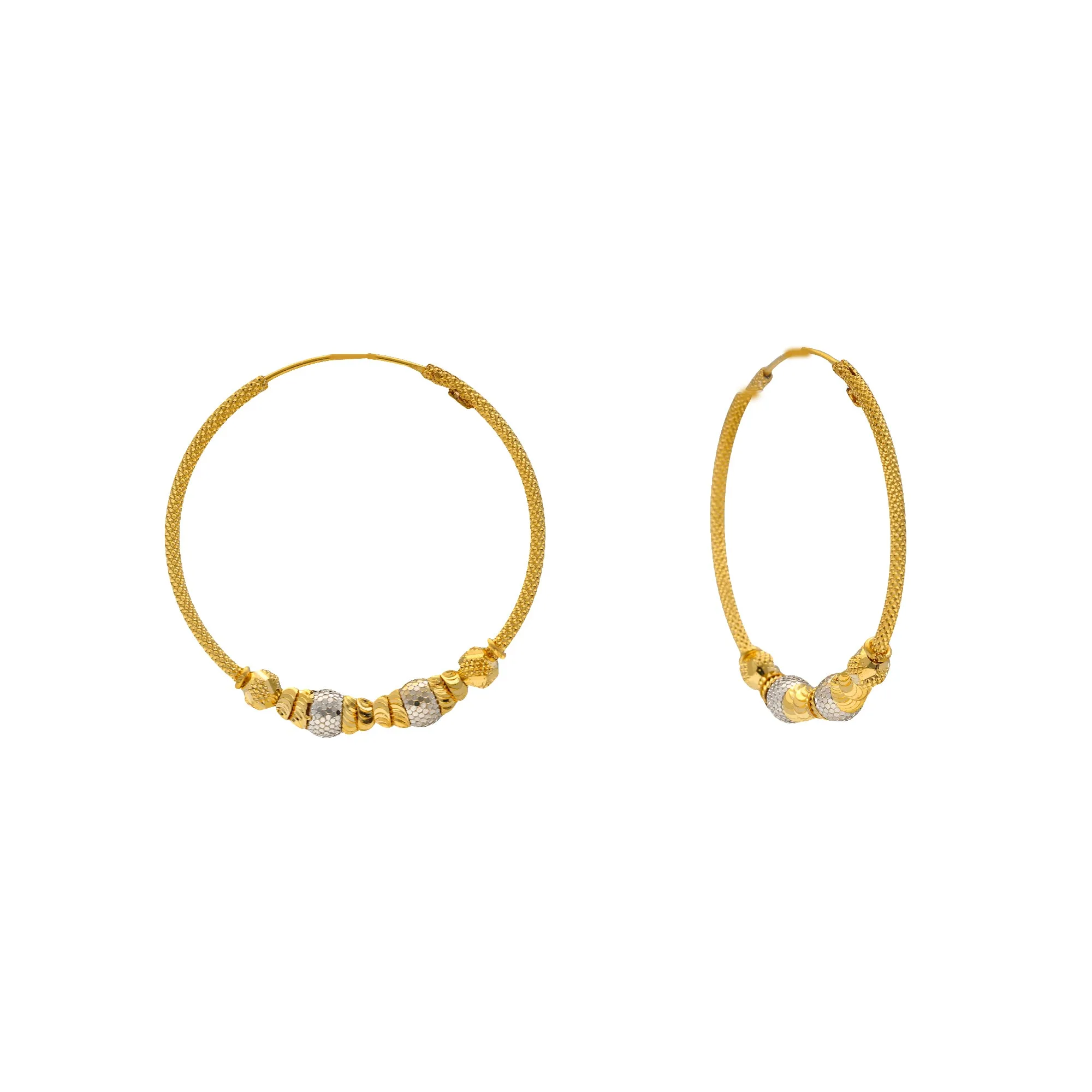 22K Yellow & White Gold Jhumka Hoop Earrings (7.5gm)