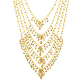 22K Yellow Gold & Multi-Stone Layered Necklace (117.7gm)