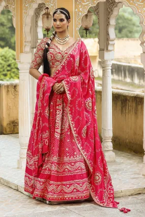 30Z256-RO Pink Indian Wear Lehenga Set With Heavy Embroidery