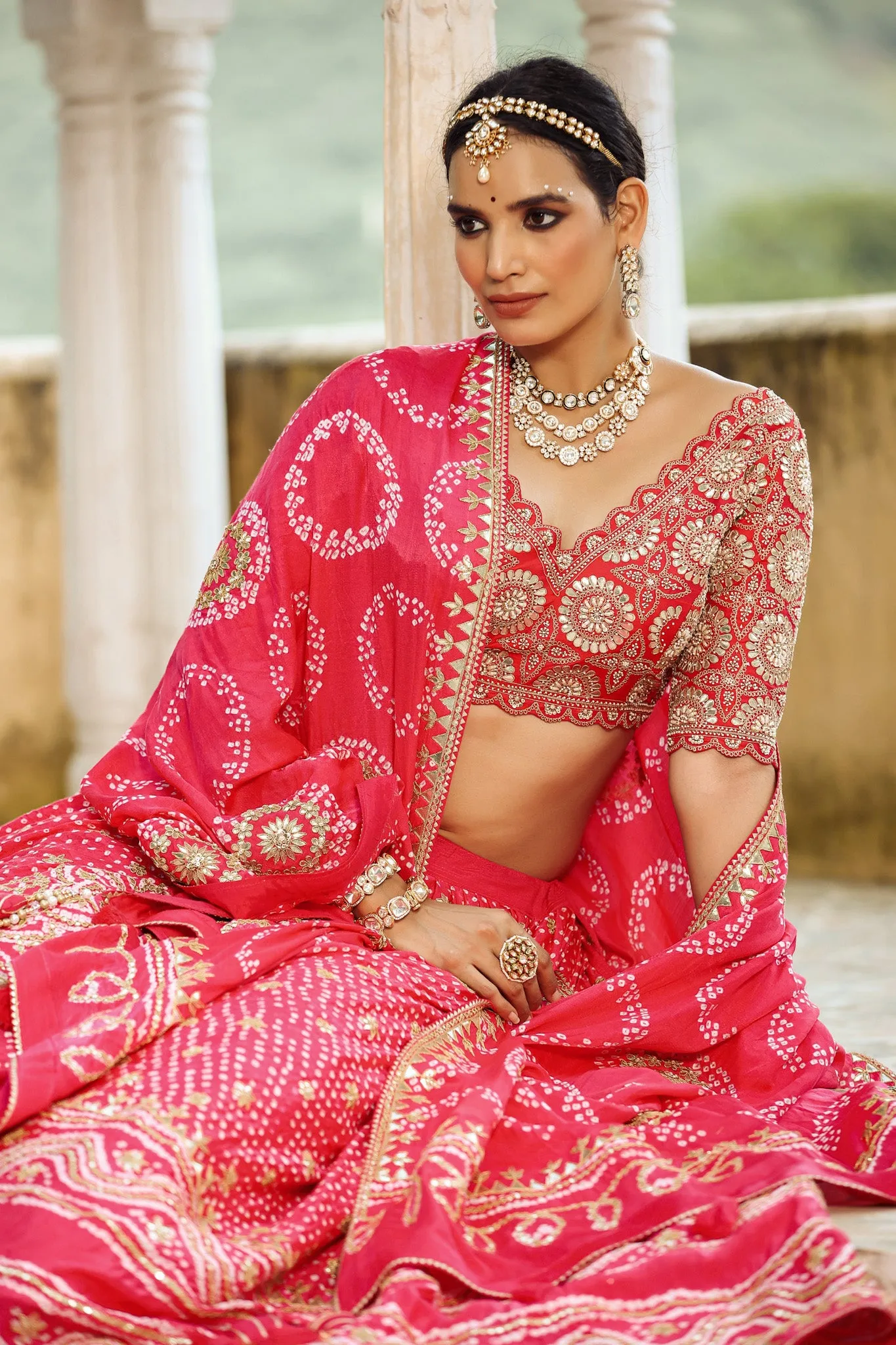 30Z256-RO Pink Indian Wear Lehenga Set With Heavy Embroidery