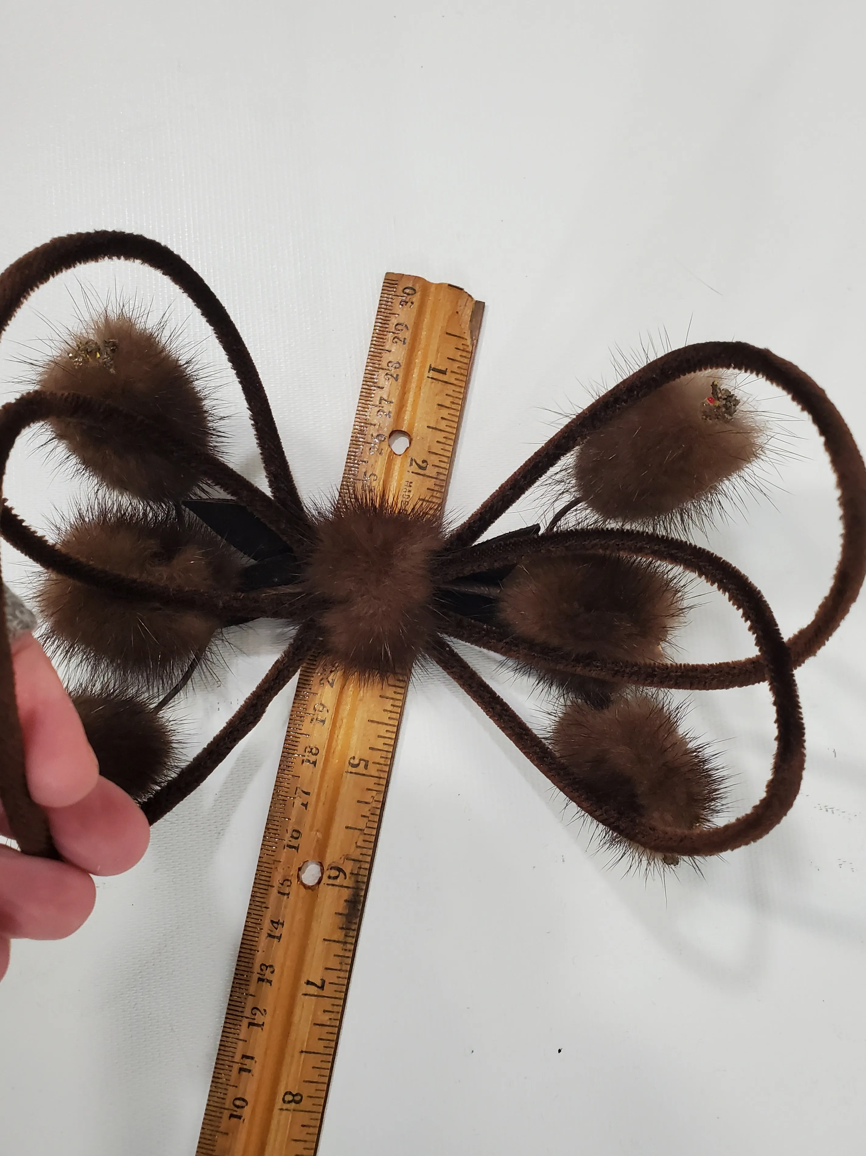 50s Hat - Brown Velvet and Fur Headpiece