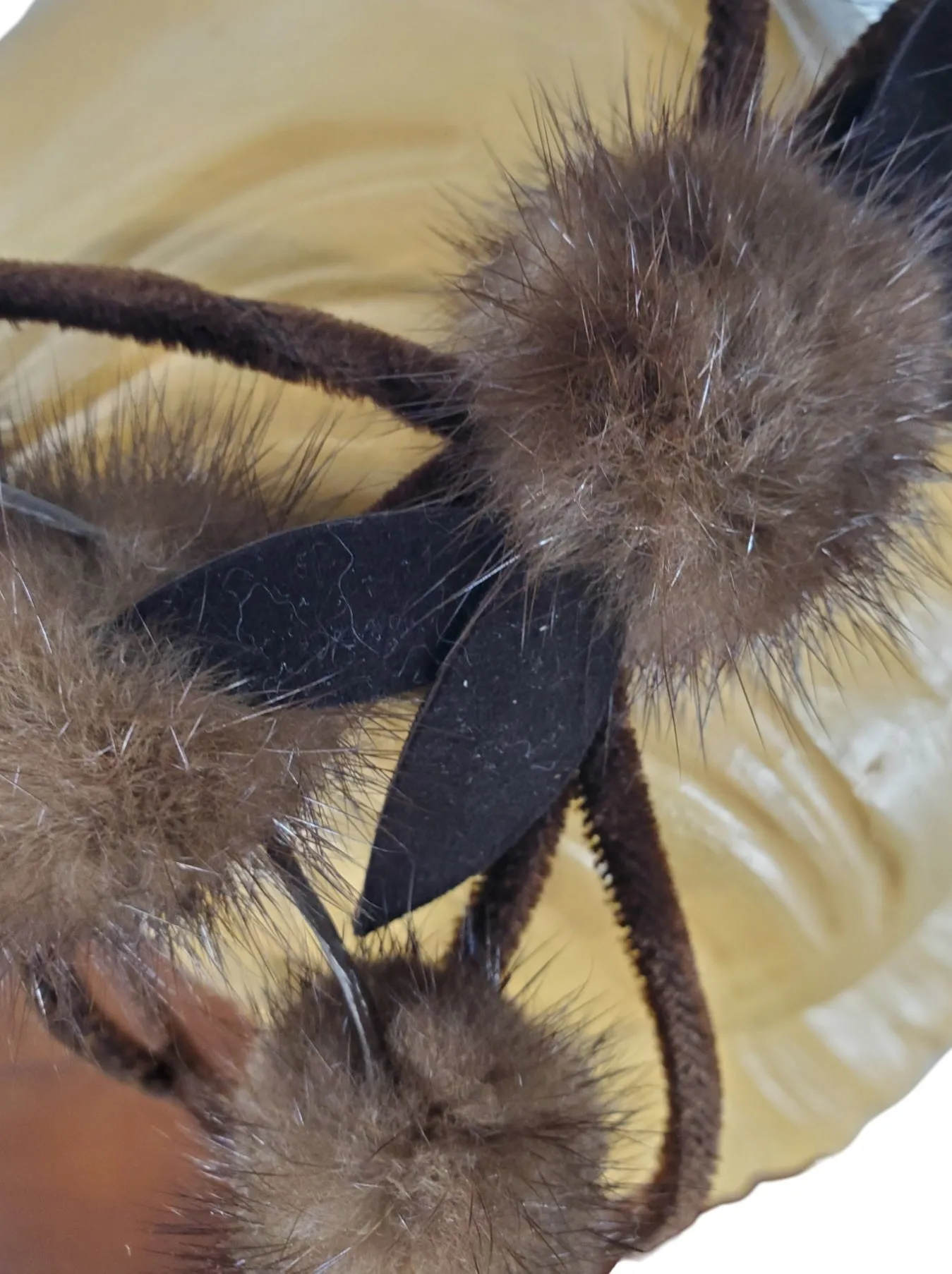 50s Hat - Brown Velvet and Fur Headpiece