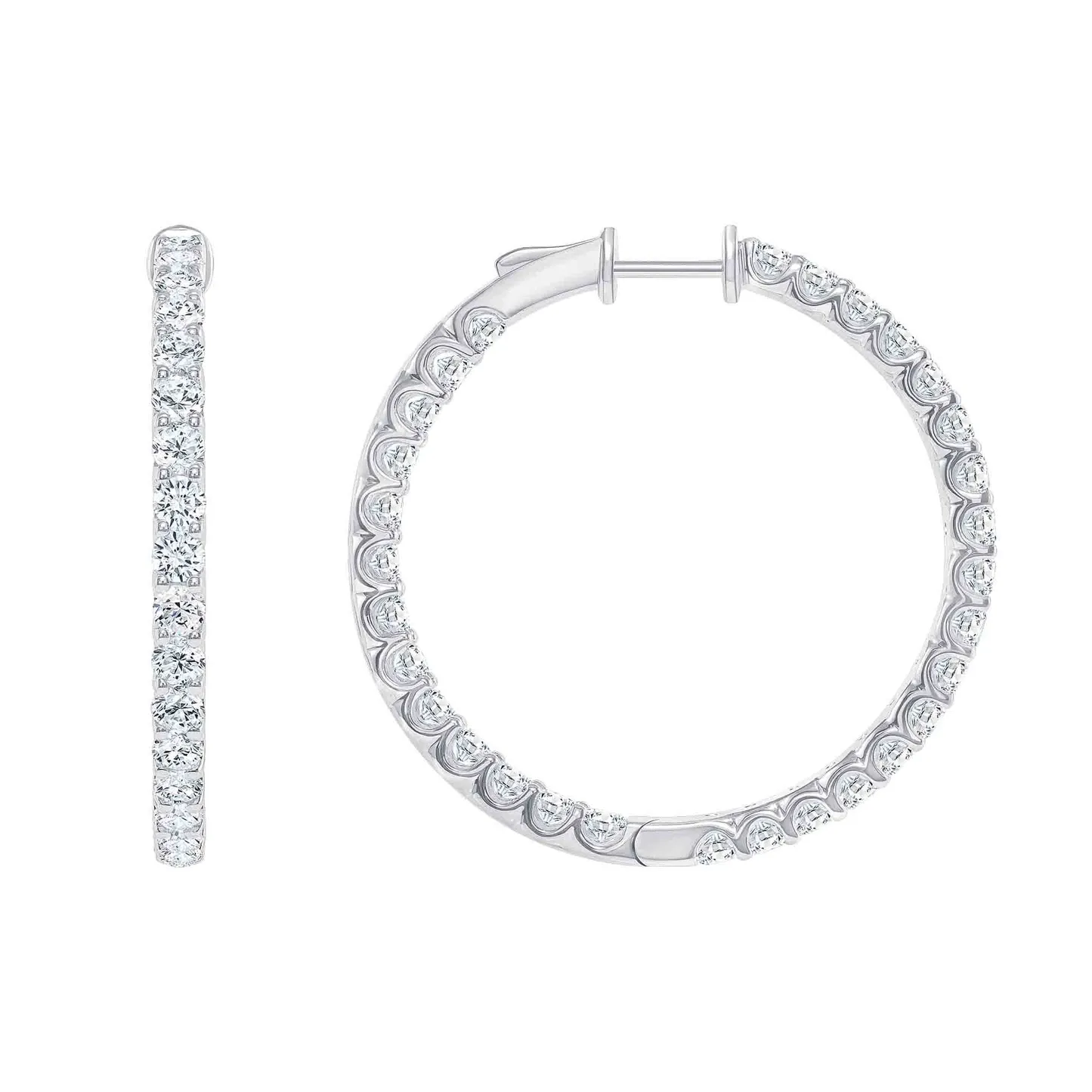 6 Carat Diamond Inside Out Hoop Earrings for Women in 14k Yellow Gold