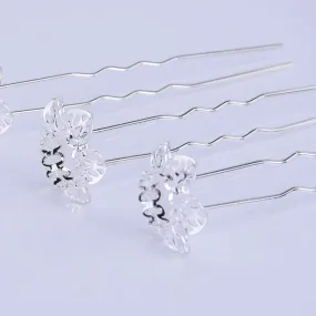 75mm U style Hairpin with 10mm Cameo Base Clips Hair Bobby U Pins Wedding Hair Pins silver 10pcs