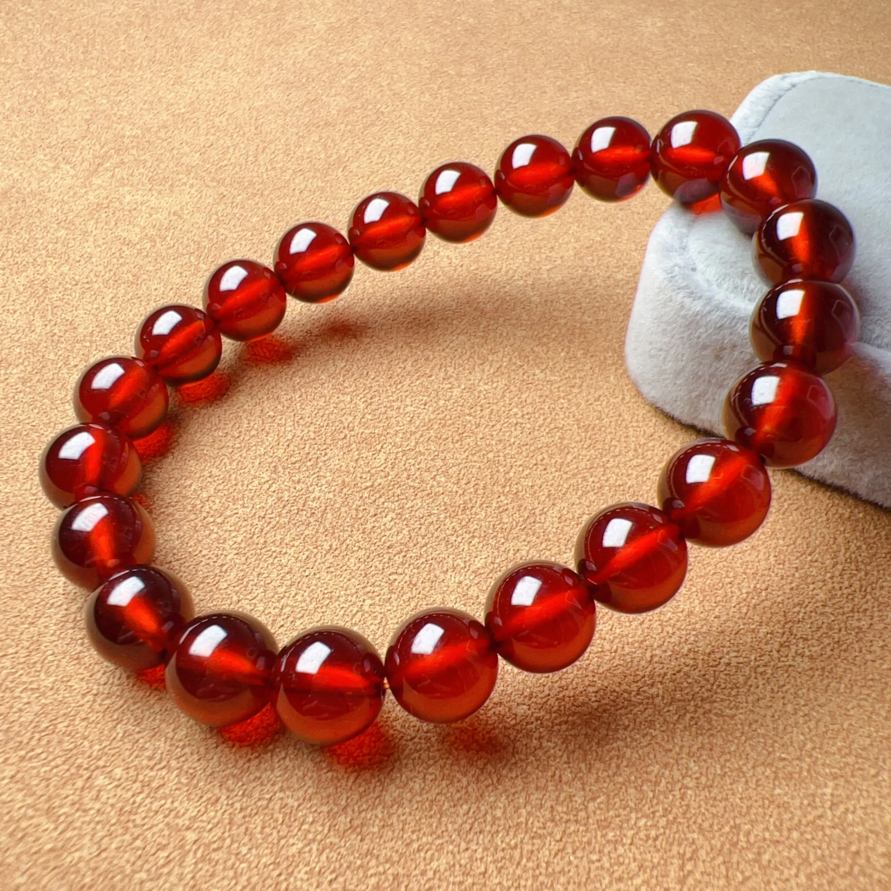 8.6mm Cabochon Grade Spessartine Garnet Bracelet | Handmade with Natural Crystal Garnet | Sacral Chakra