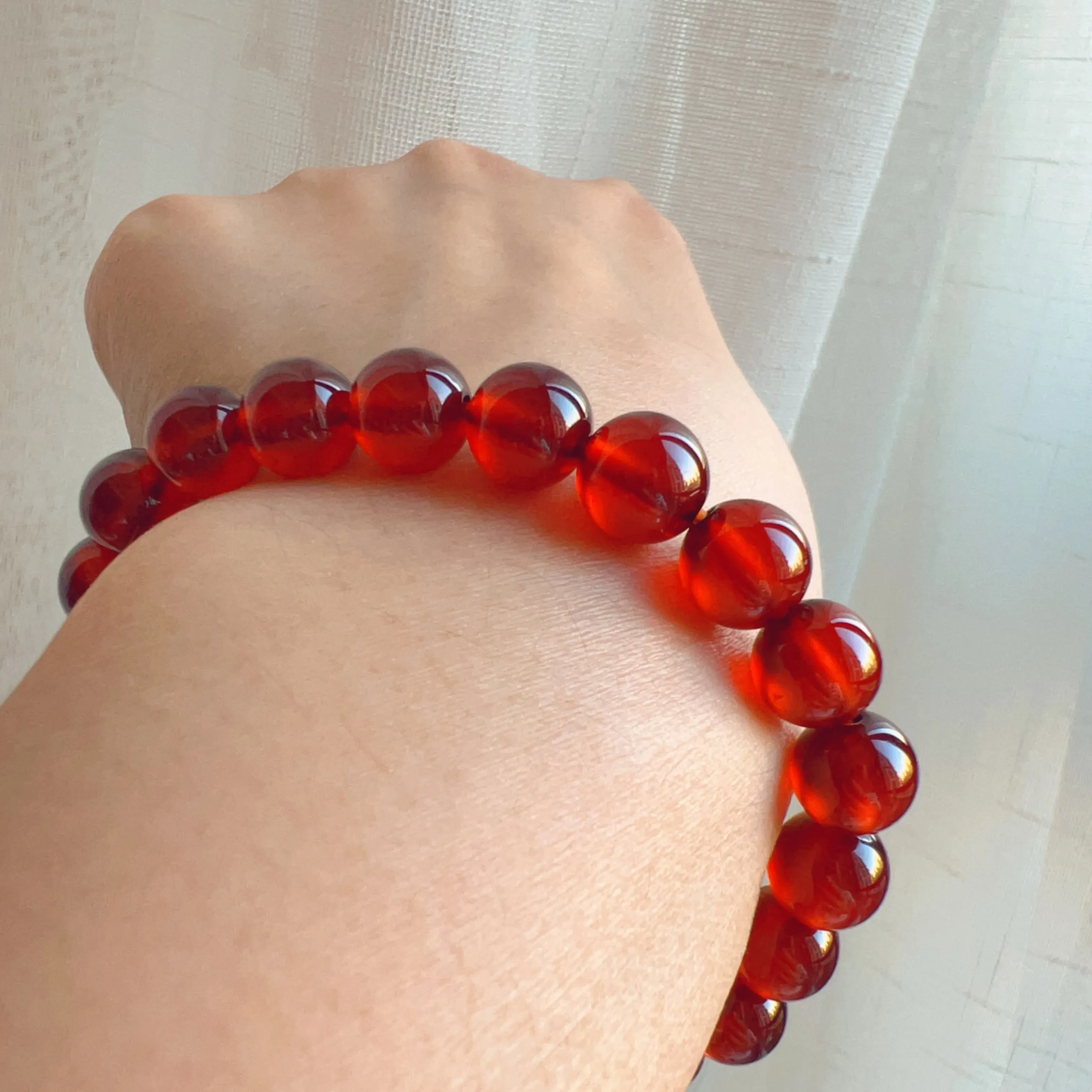 8.6mm Cabochon Grade Spessartine Garnet Bracelet | Handmade with Natural Crystal Garnet | Sacral Chakra