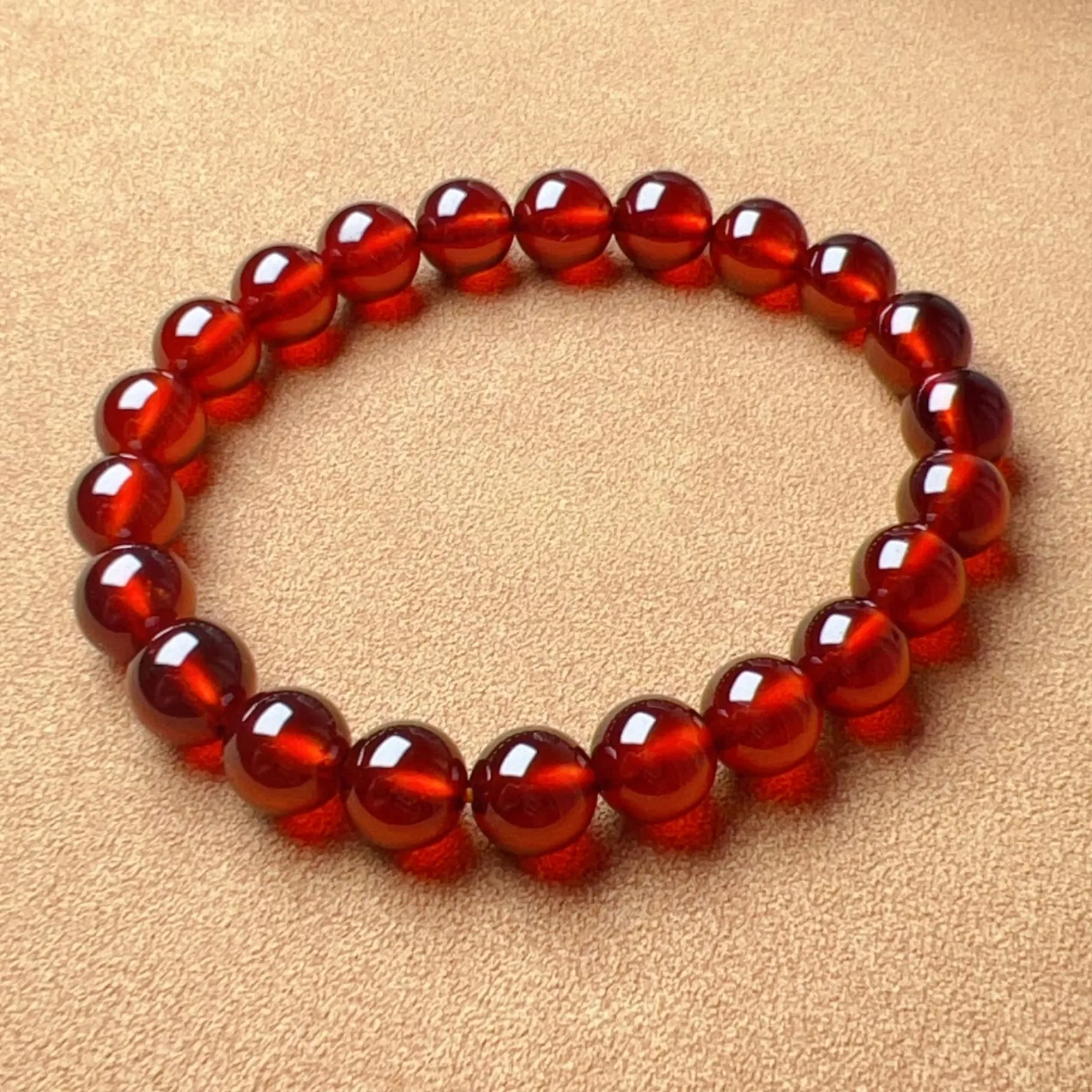 8.6mm Cabochon Grade Spessartine Garnet Bracelet | Handmade with Natural Crystal Garnet | Sacral Chakra