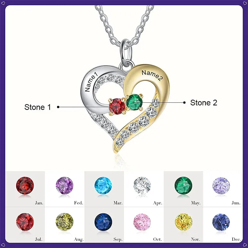 925 Silver Necklace with Birthstones Personalized Custom Name Necklace Pendant For Women Mother