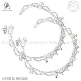 925 Sterling Silver Anklets Pair