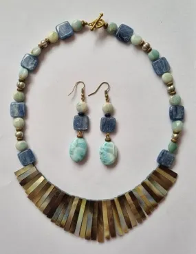 Abalone tiara necklace earring set