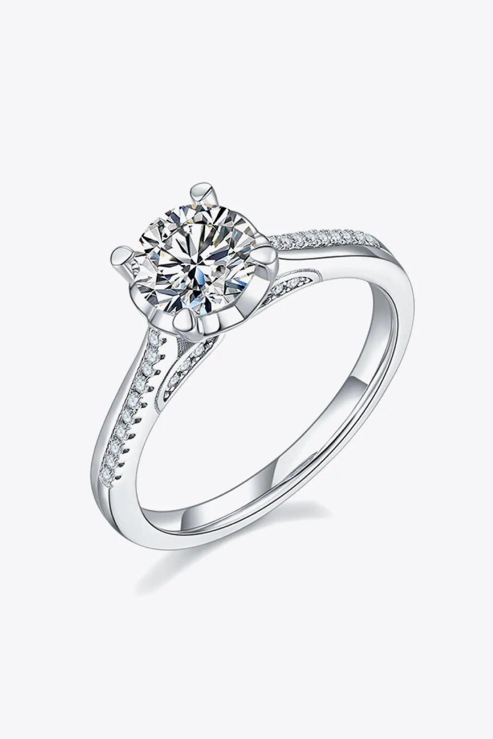 Adored 1 Ct Moissanite 925 Sterling Silver Side Stone Ring