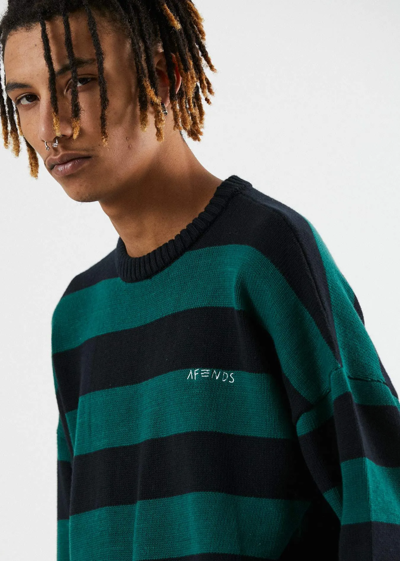 Afends Mens In Bloom - Knitted Crew Neck - Black