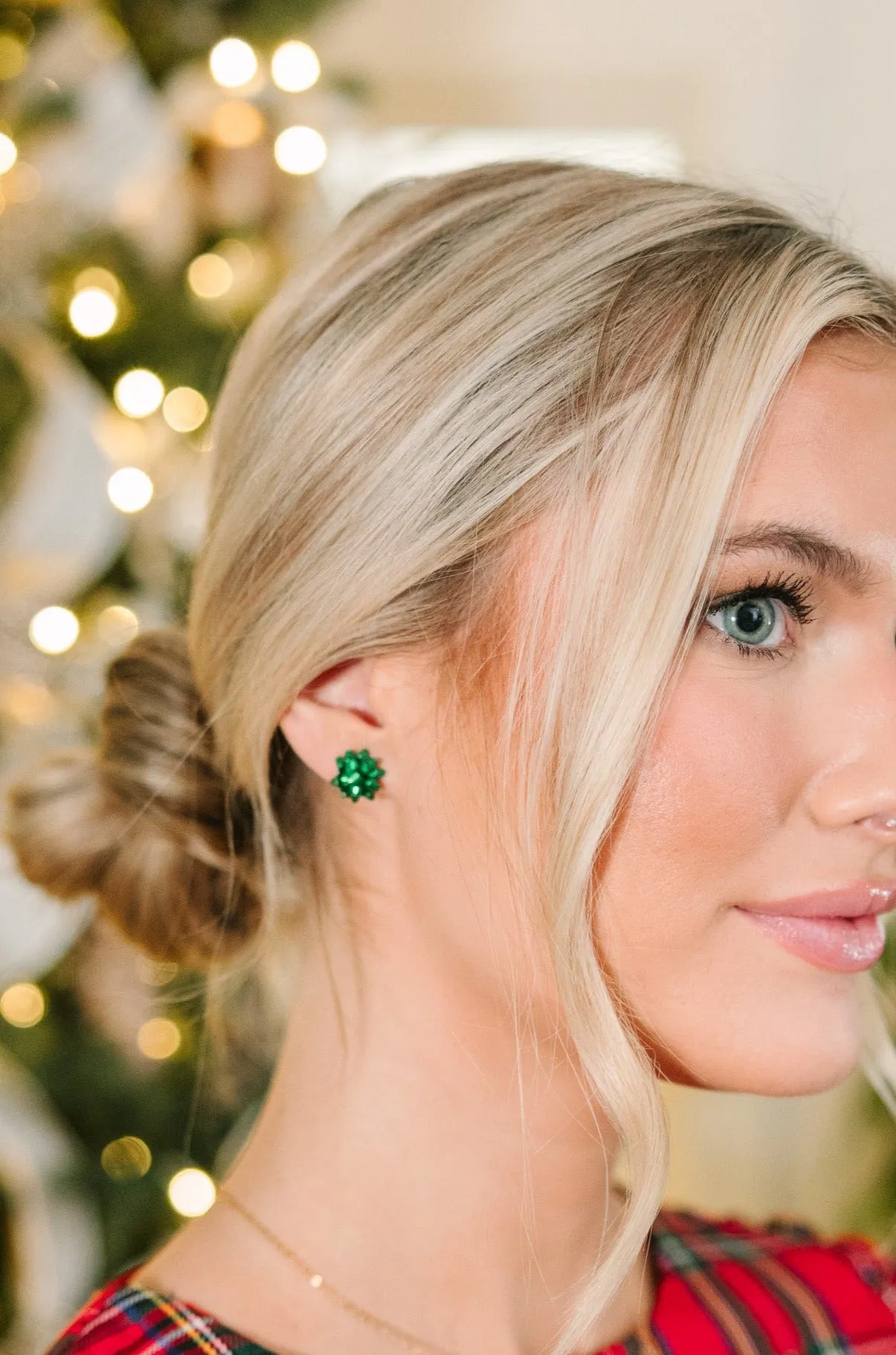 All Is Bright Green Gift Bow Earrings