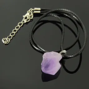 Amethyst Raw Stone Necklace Adjustable Chain Handmade Men Women Jewelry Crown Chakra Gift Item