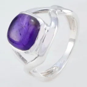 Appealing Gemstone Amethyst 925 Silver Rings Cheap Hip Hop Jewelry