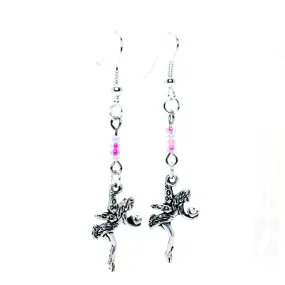 AVBeads Jewelry Charm Earrings Dangle Silver Hook Beaded Pink Fairy Gift