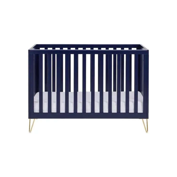 Babymore Kimi Cot Bed with Fibre Mattress - Midnight