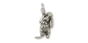 Basset Hound Charm Jewelry Sterling Silver Handmade Dog Charm BAS8-C