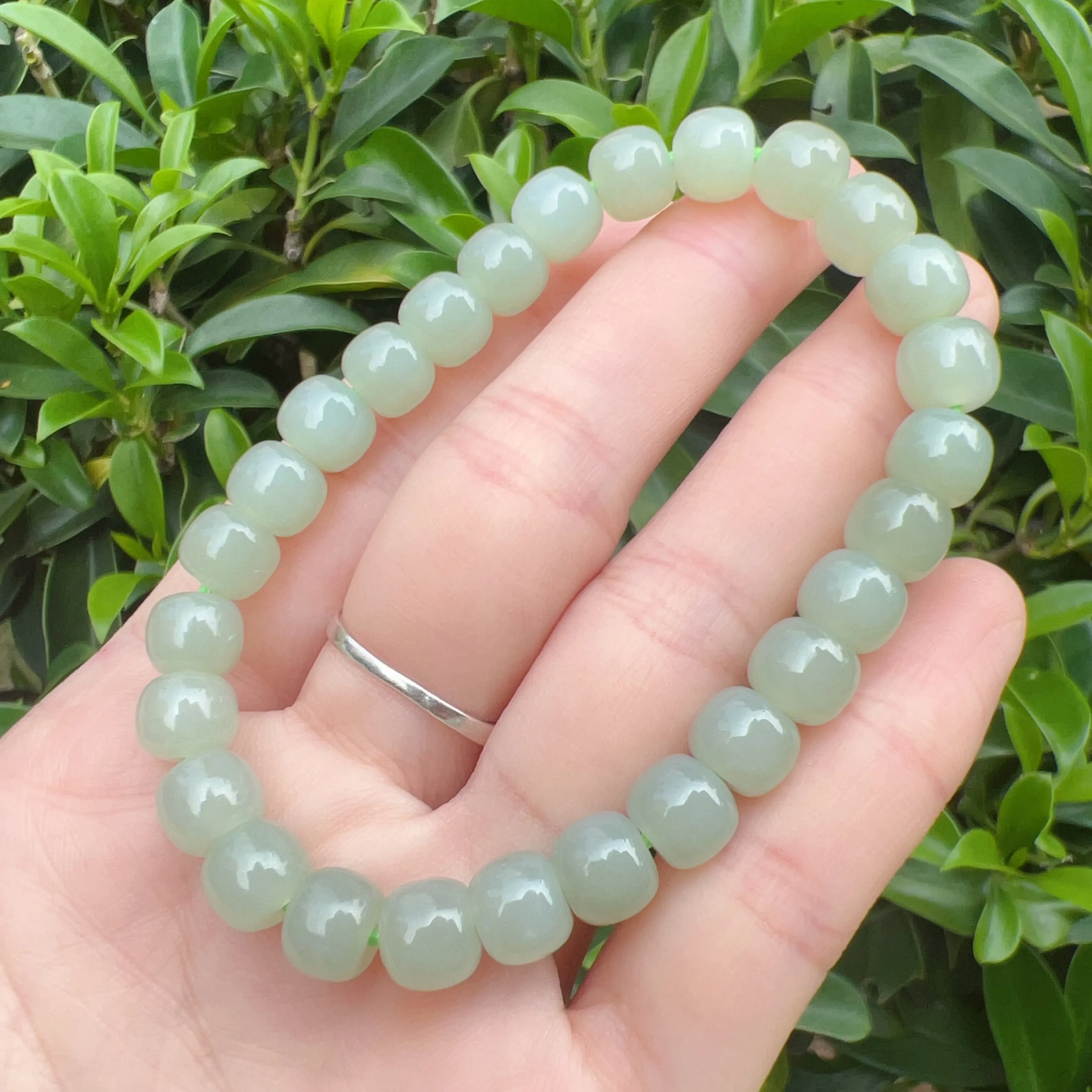 Beautiful Light Green Nephrite Bracelet High-quality Hetian Jade | Natural Heart Chakra Healing Stone Jewelry