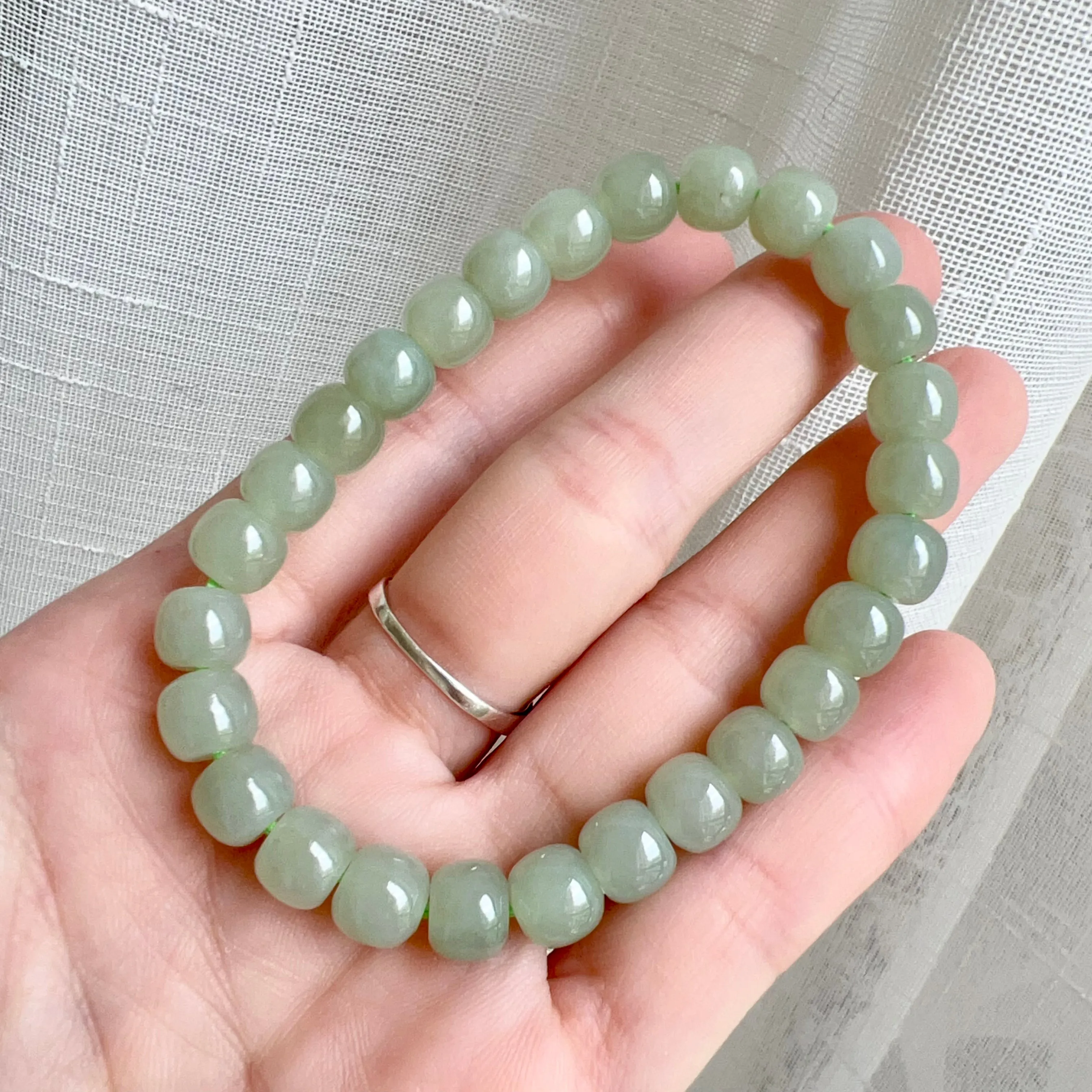 Beautiful Light Green Nephrite Bracelet High-quality Hetian Jade | Natural Heart Chakra Healing Stone Jewelry