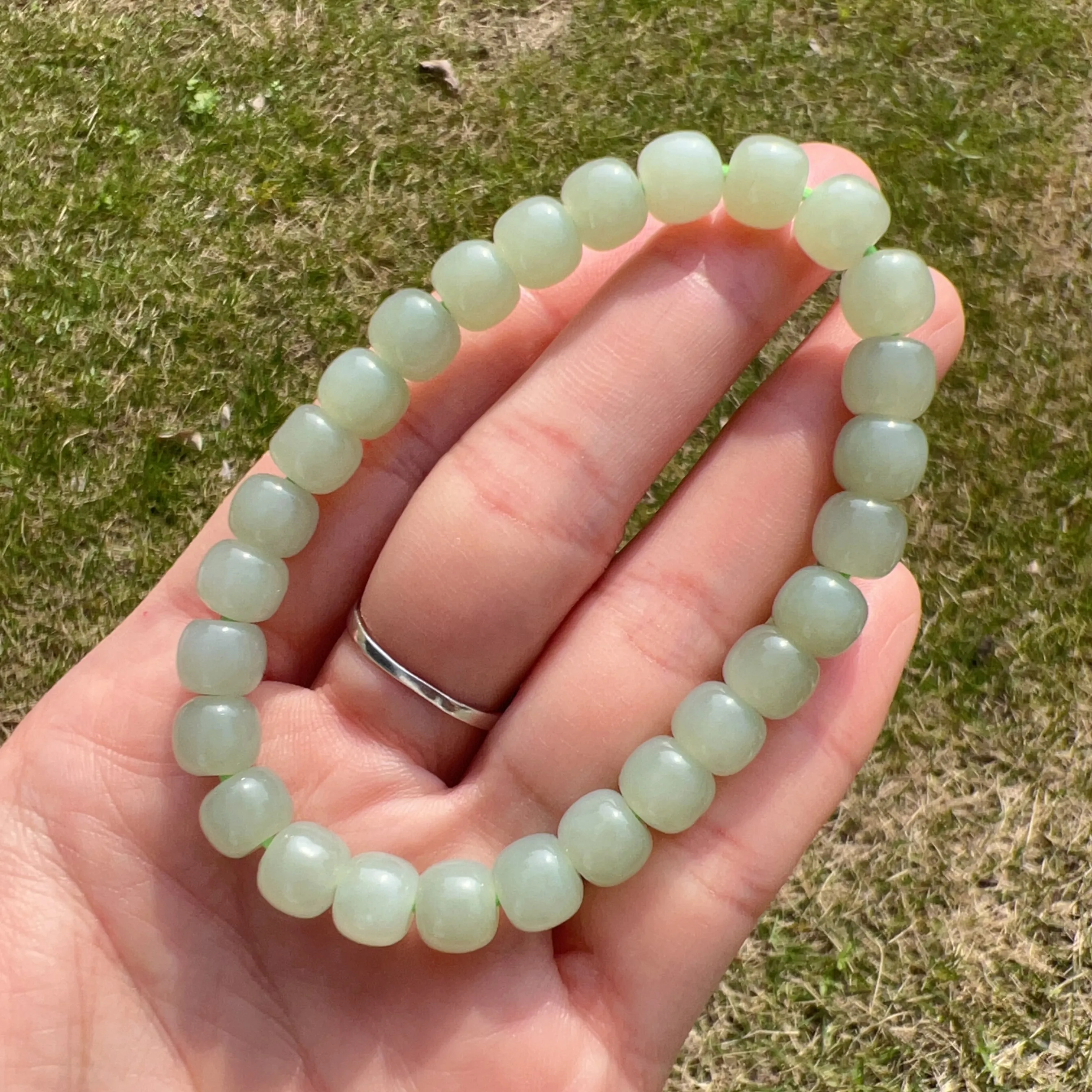 Beautiful Light Green Nephrite Bracelet High-quality Hetian Jade | Natural Heart Chakra Healing Stone Jewelry