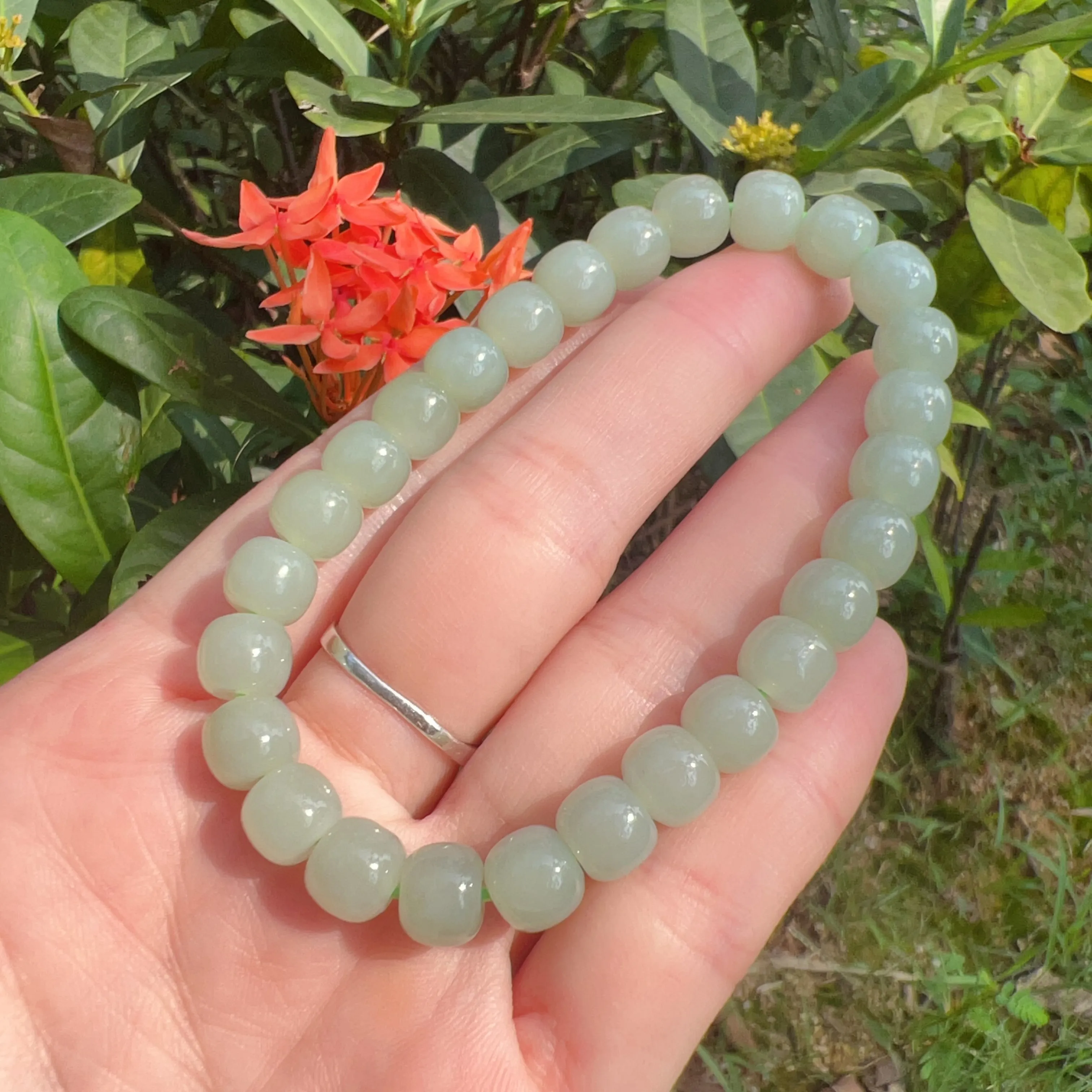 Beautiful Light Green Nephrite Bracelet High-quality Hetian Jade | Natural Heart Chakra Healing Stone Jewelry