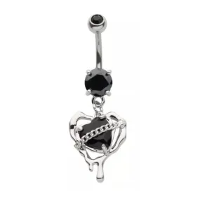 Belly Ring - Heart Black