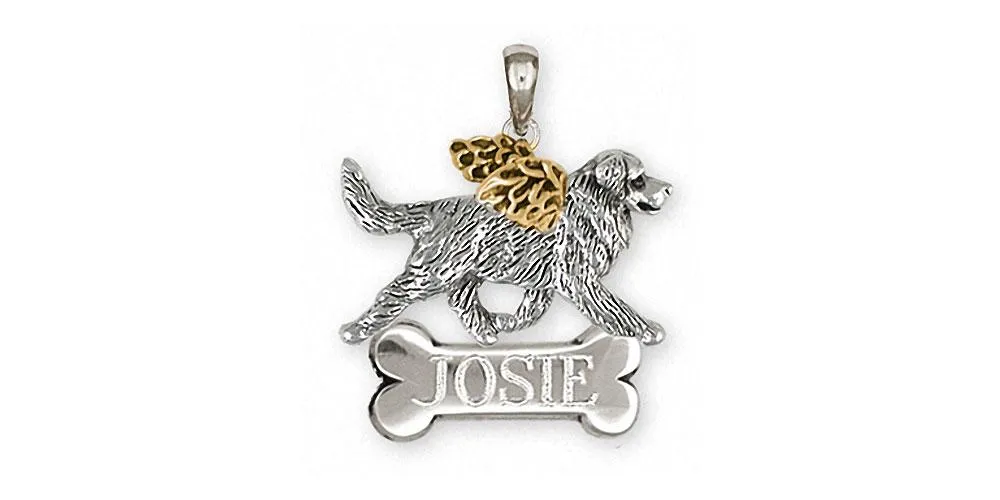 Bernese Mountain Dog Angel Pendant Jewelry Silver And 14k Gold Handmade Dog Pendant BMD32X-TNANP