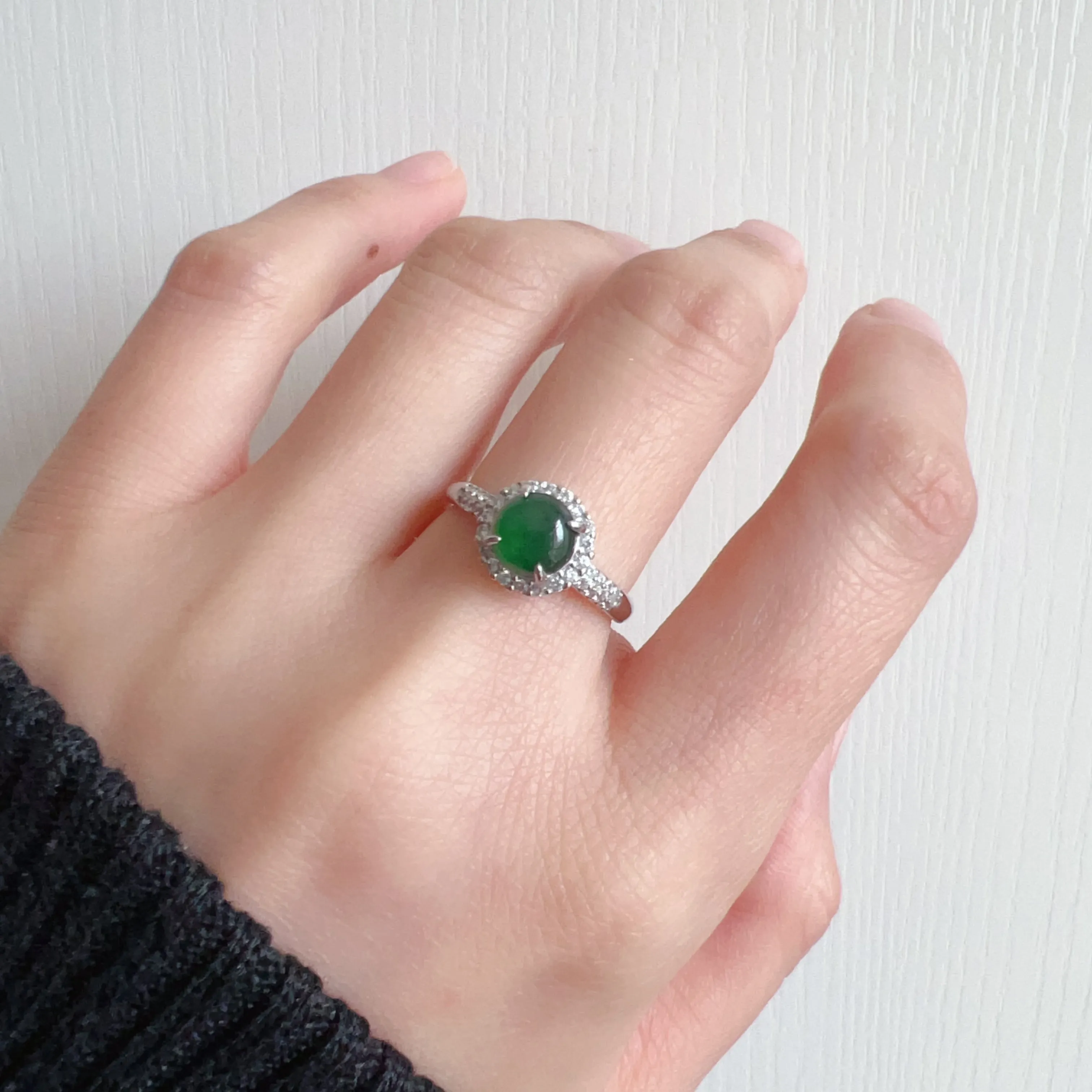 Best Royal Green Natural Jadeite RIng Handmade with 925 Sterling Silver and Zirconia | One of a Kind Fashion Jewelry