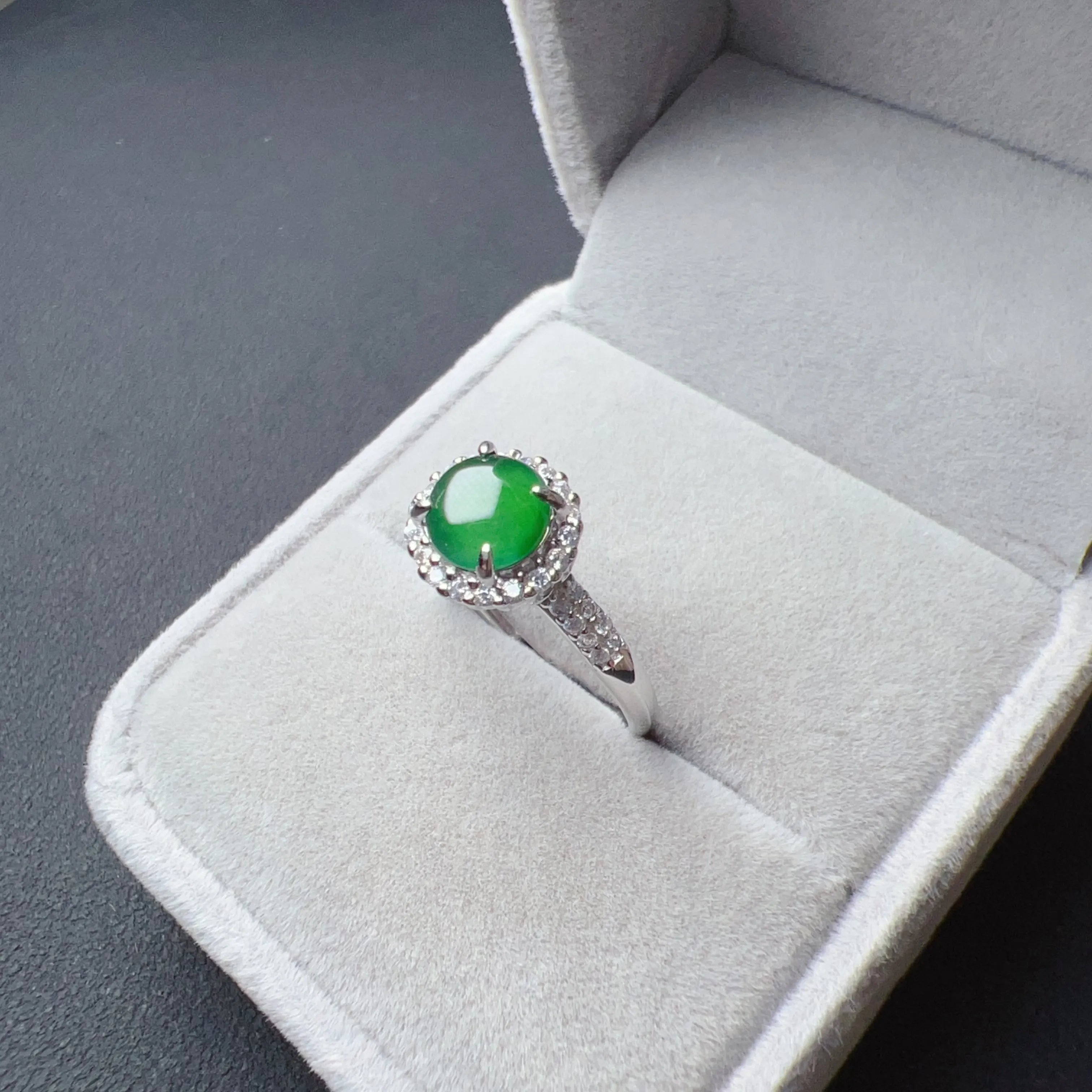 Best Royal Green Natural Jadeite RIng Handmade with 925 Sterling Silver and Zirconia | One of a Kind Fashion Jewelry