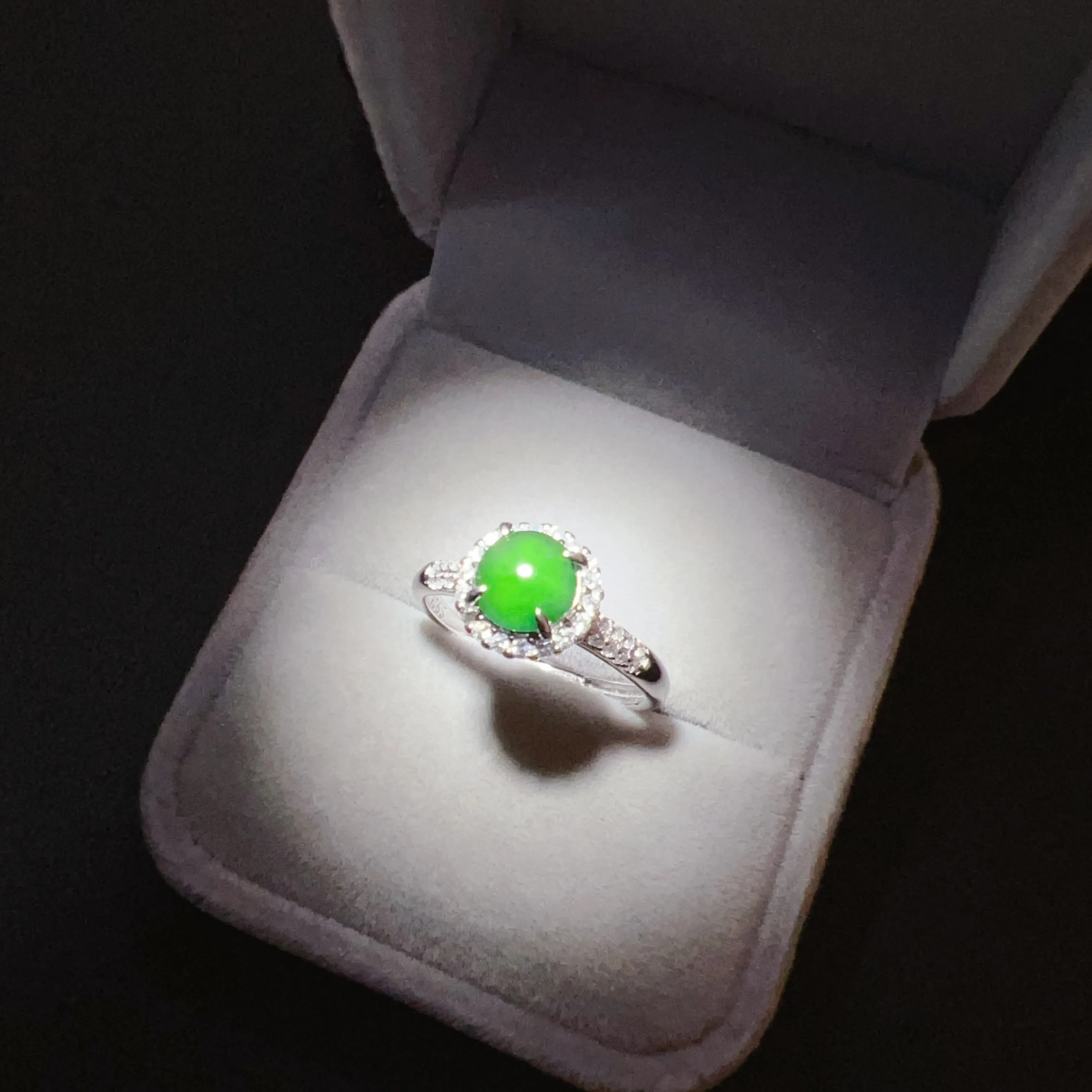 Best Royal Green Natural Jadeite RIng Handmade with 925 Sterling Silver and Zirconia | One of a Kind Fashion Jewelry