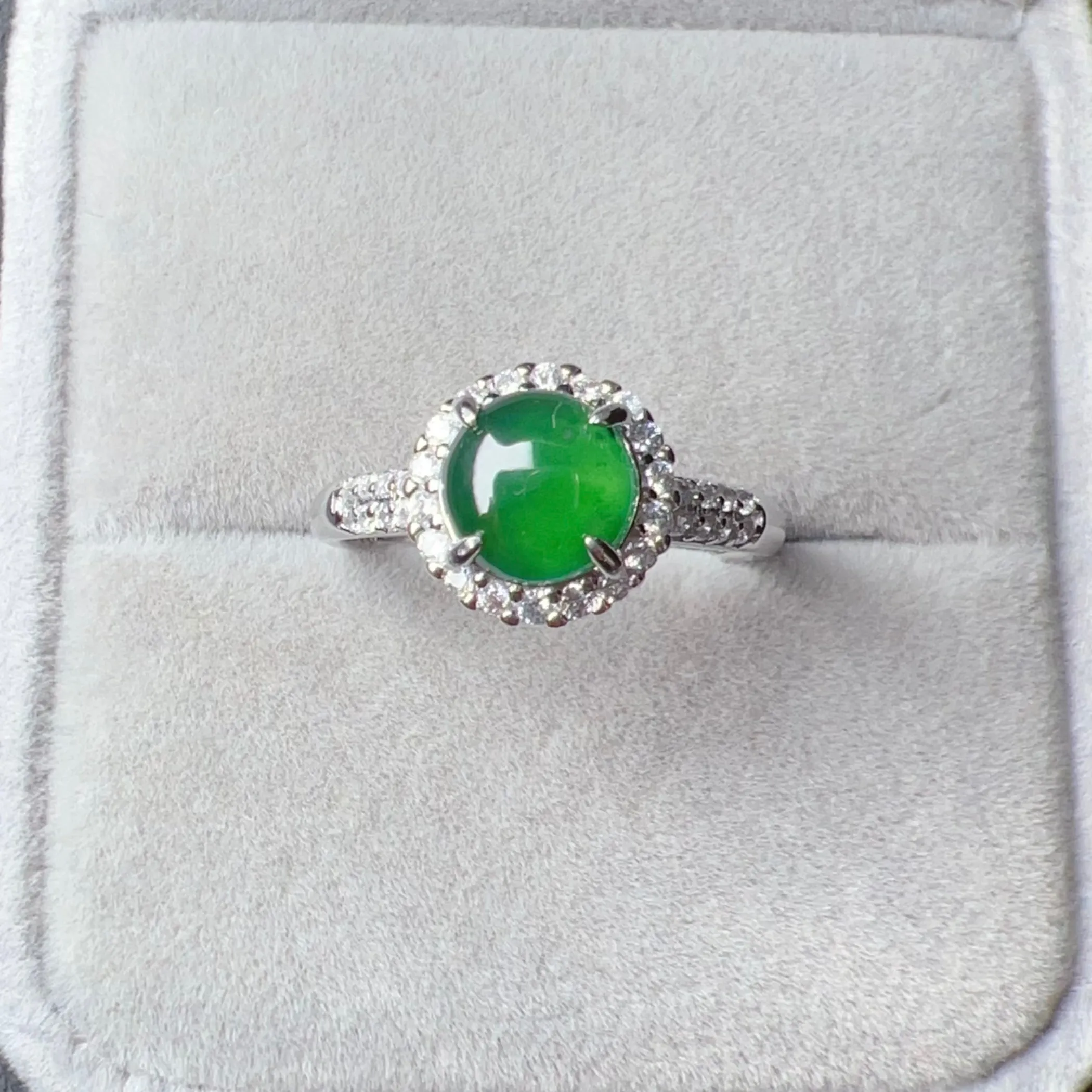 Best Royal Green Natural Jadeite RIng Handmade with 925 Sterling Silver and Zirconia | One of a Kind Fashion Jewelry