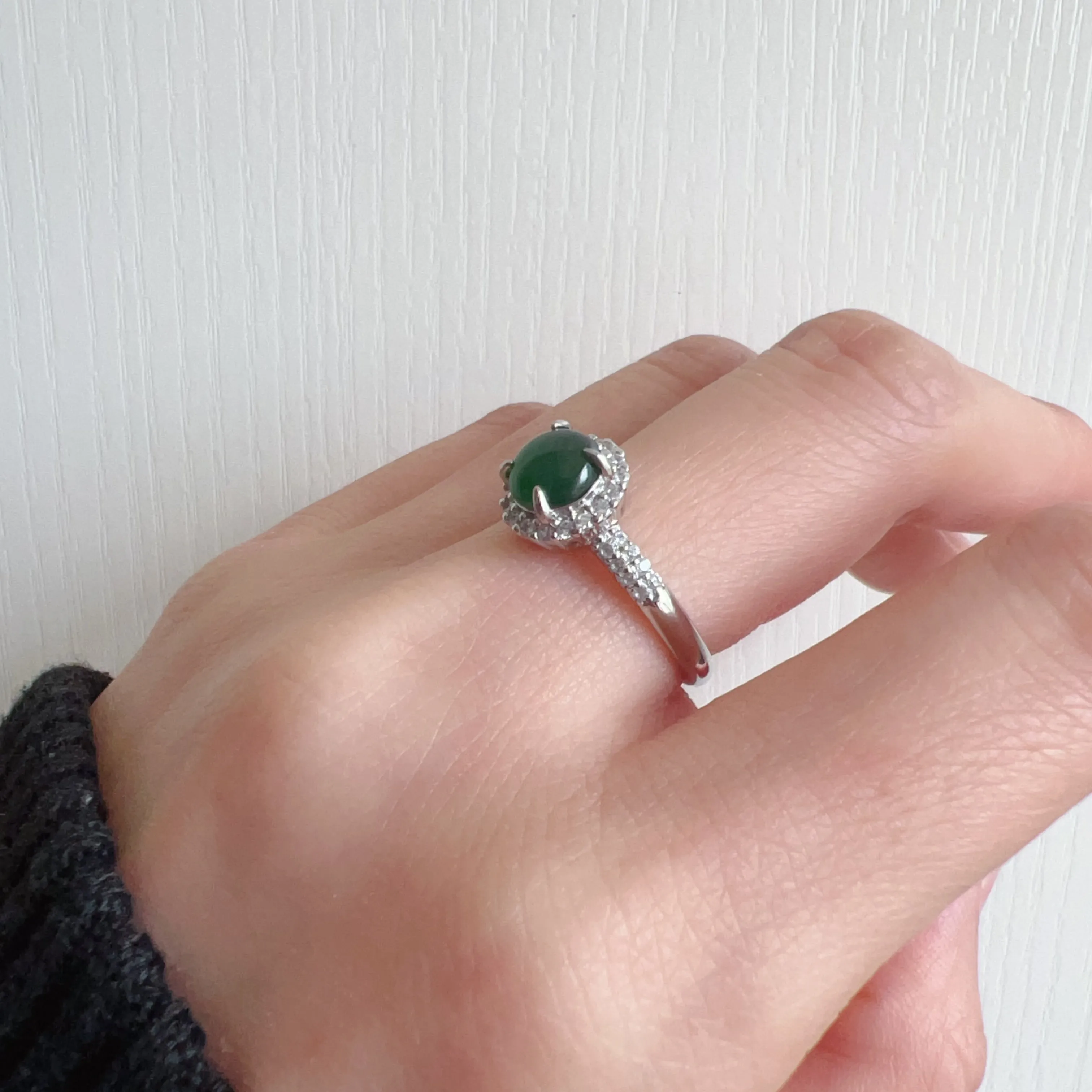 Best Royal Green Natural Jadeite RIng Handmade with 925 Sterling Silver and Zirconia | One of a Kind Fashion Jewelry