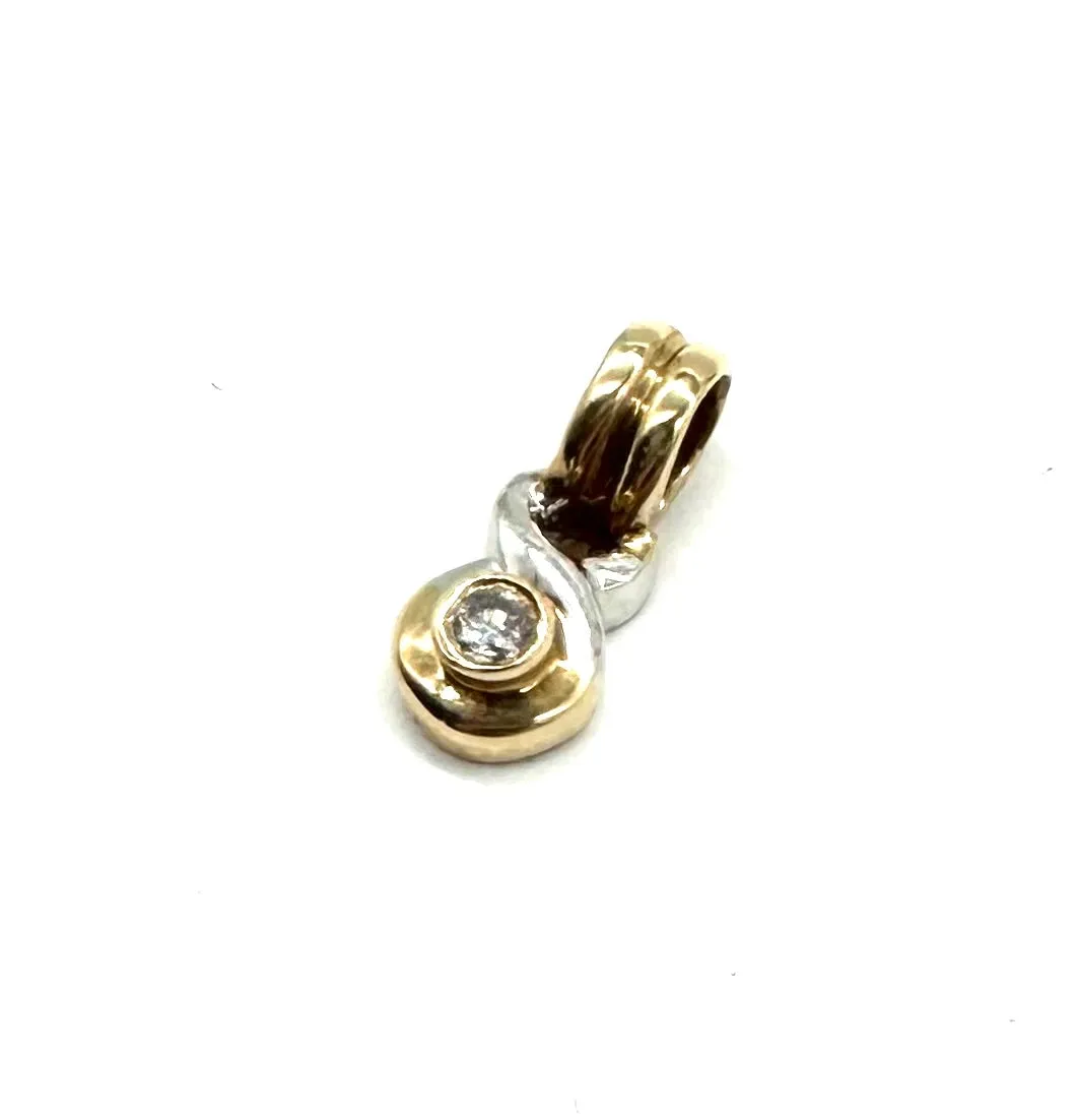 Bezel Set Diamond Accented Twist Pendant