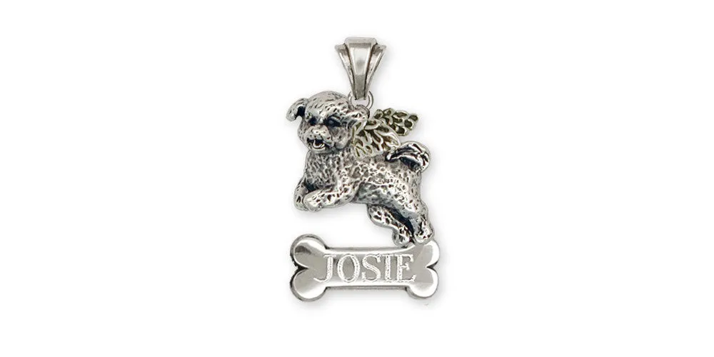 Bichon Frise Angel Pendant Jewelry Sterling Silver Handmade Dog Pendant BF2-ANP