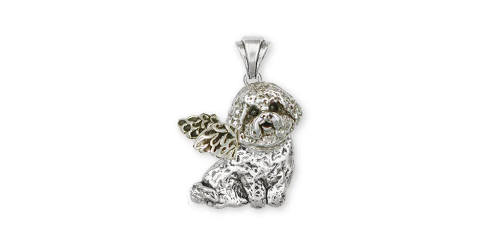 Bichon Frise Angel Pendant Jewelry Sterling Silver Handmade Dog Pendant D07-AP