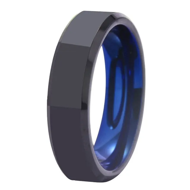 Black and Blue-Plated Tungsten Carbide Fashion Wedding Rings