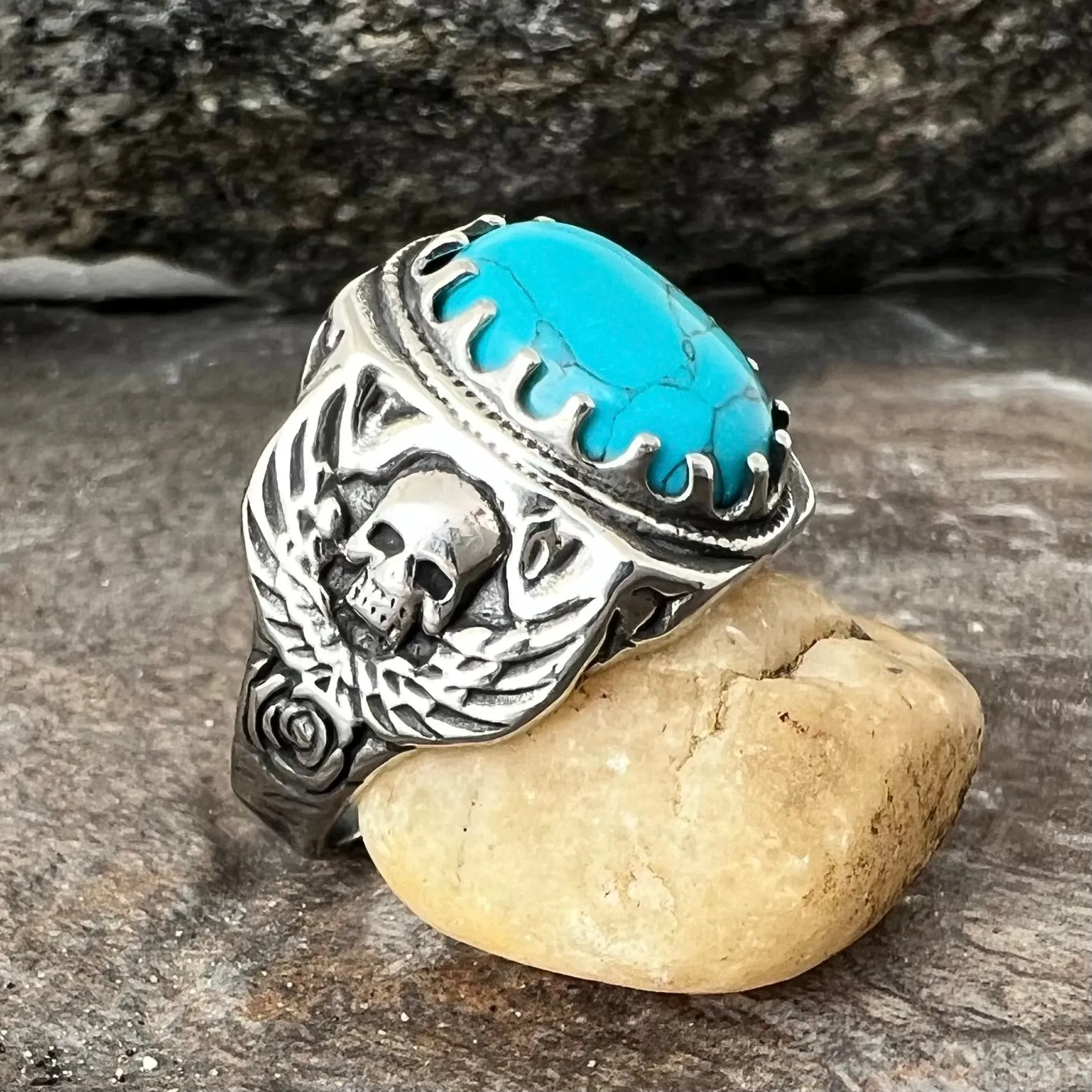 Blue Stone - Skull & Angel Wings - R105