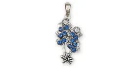 Bluebonnet Jewelry Sterling Silver Handmade Bluebonnet Flower Pendant  BBD2X-P