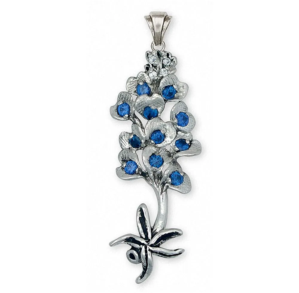 Bluebonnet Pendant Jewelry Sterling Silver Handmade Texas Wildflower Pendant BB7-P